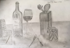 An example of Year 7 work in pencil shading shapes 