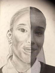 An example of Year 9 work  - self portraits 