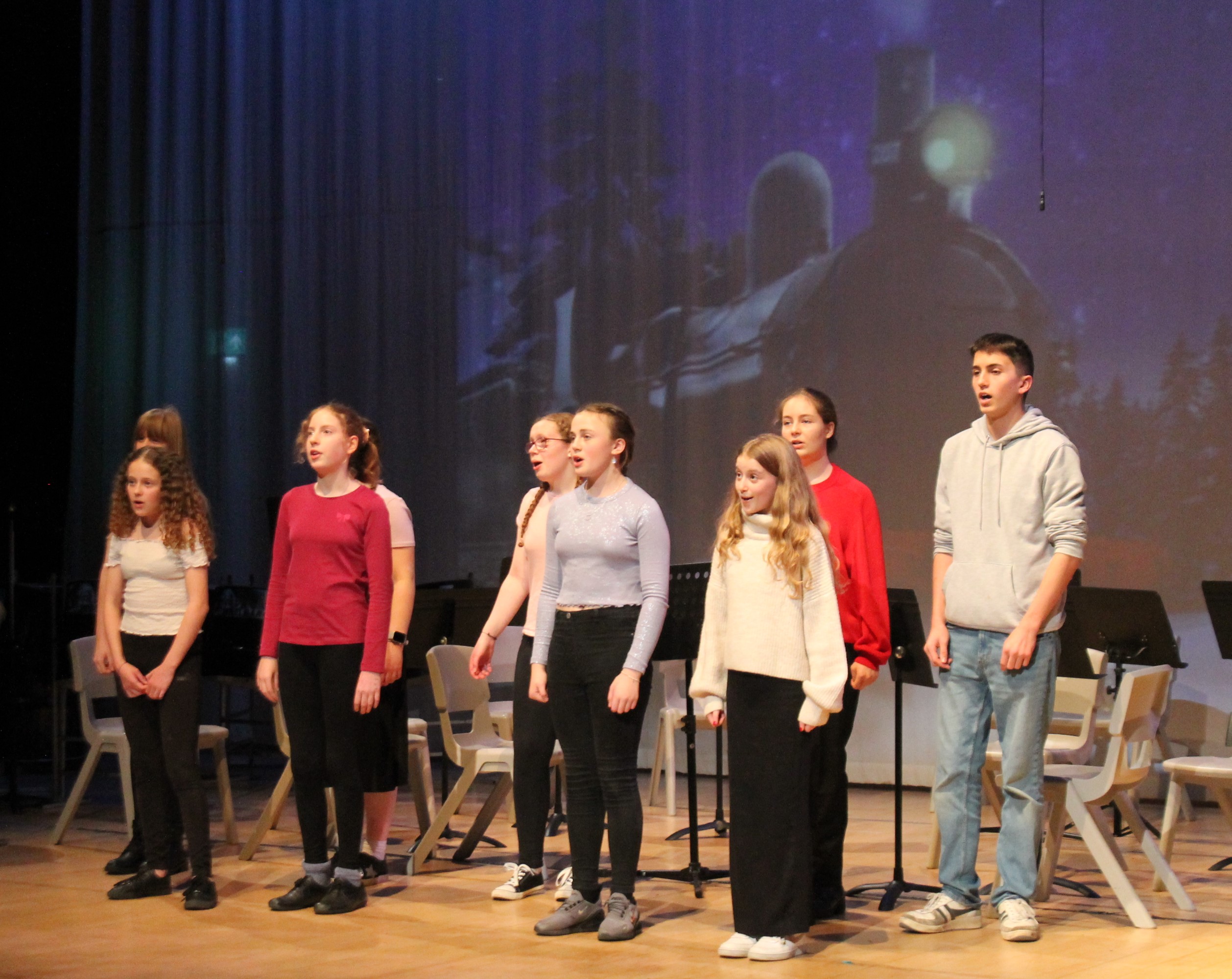 Students performing at the winter music concert