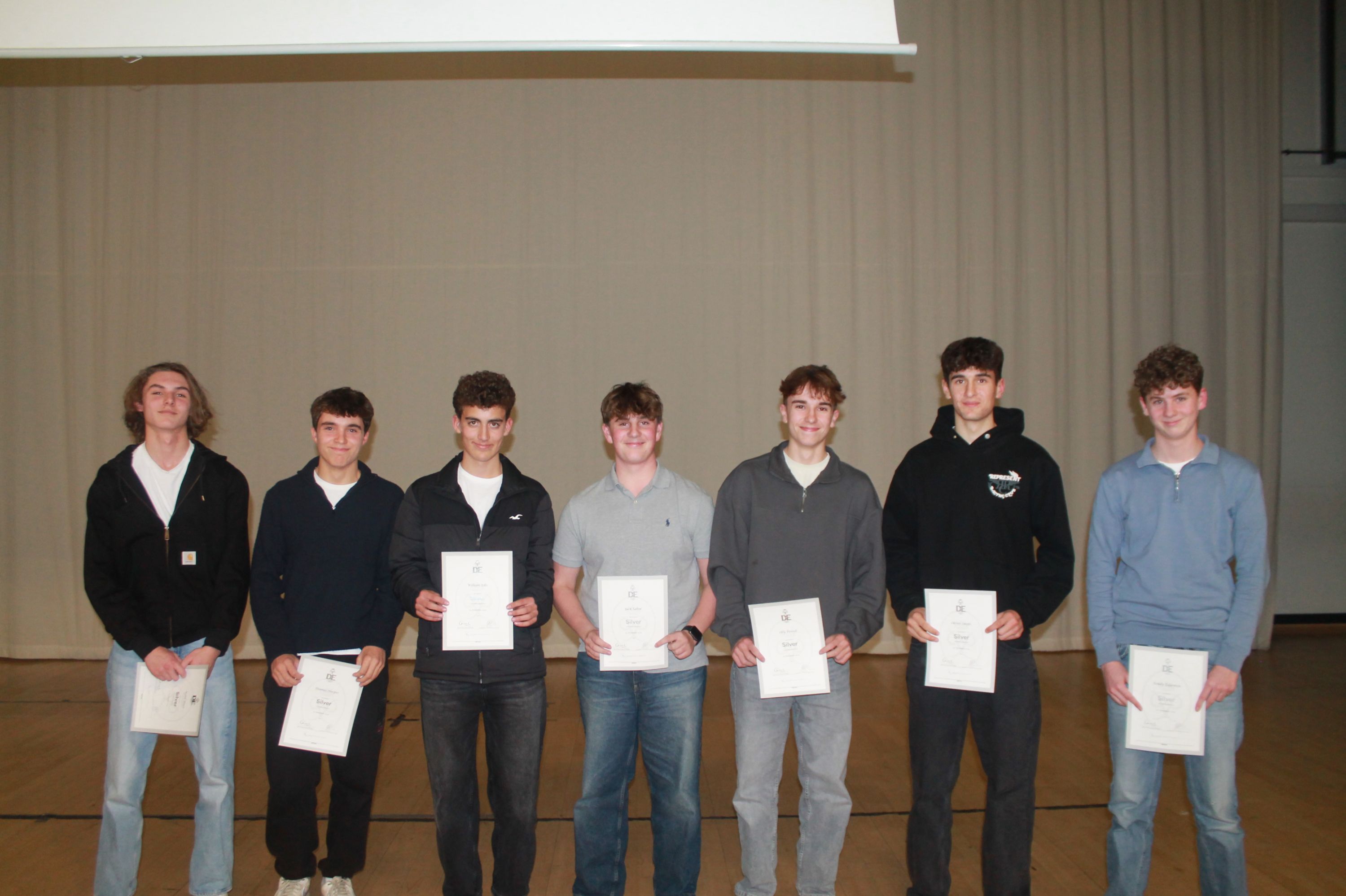 Seven students at the DofE Awards evening 