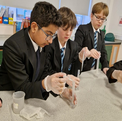 Three students in year 7 science club 