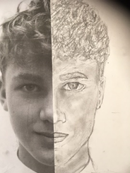 An example of Year 9 work  - self portraits 