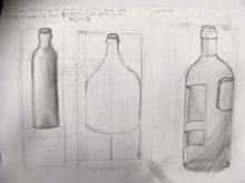 An example of Year 7 work in pencil shading shapes 