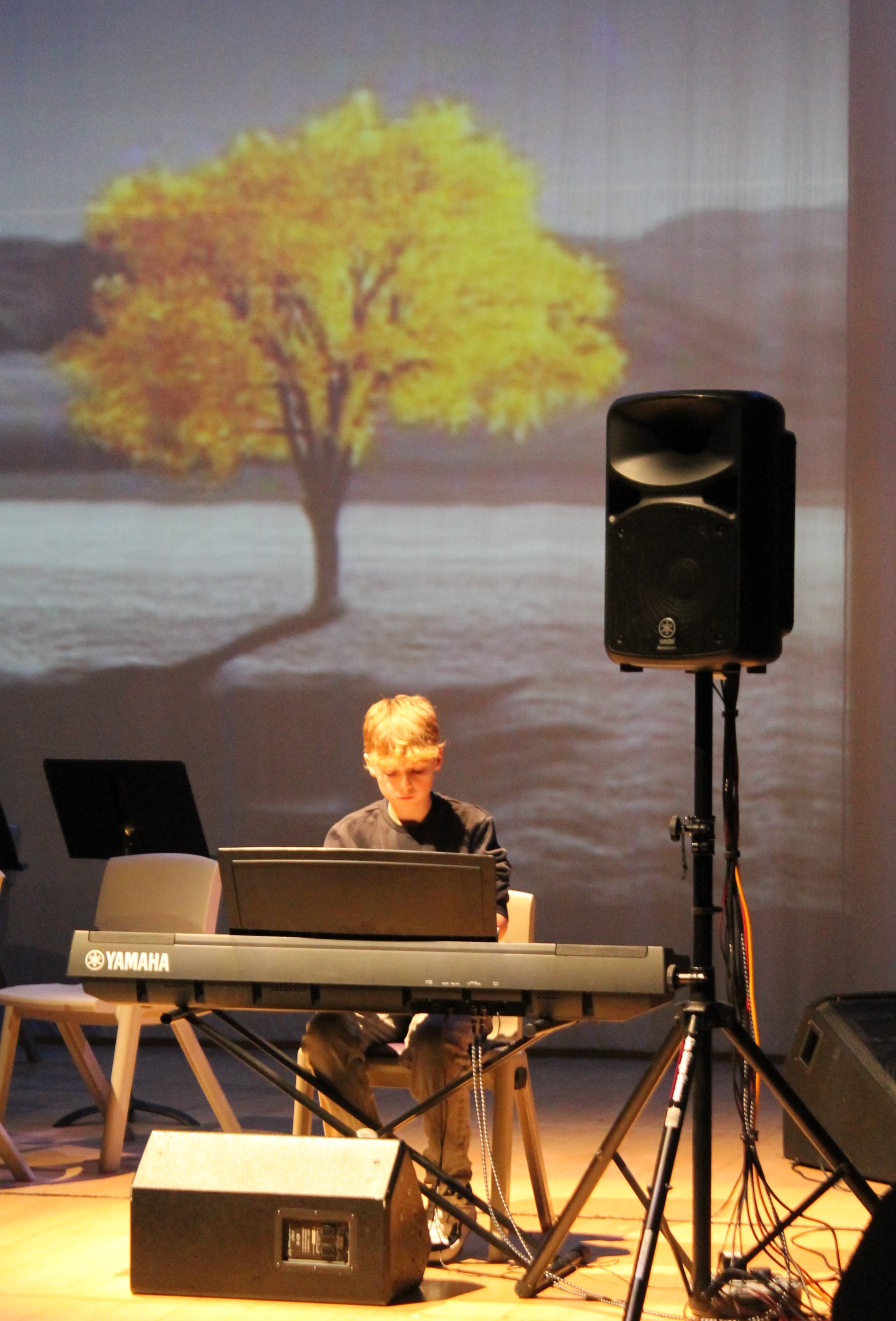 Student performing at the winter music concert