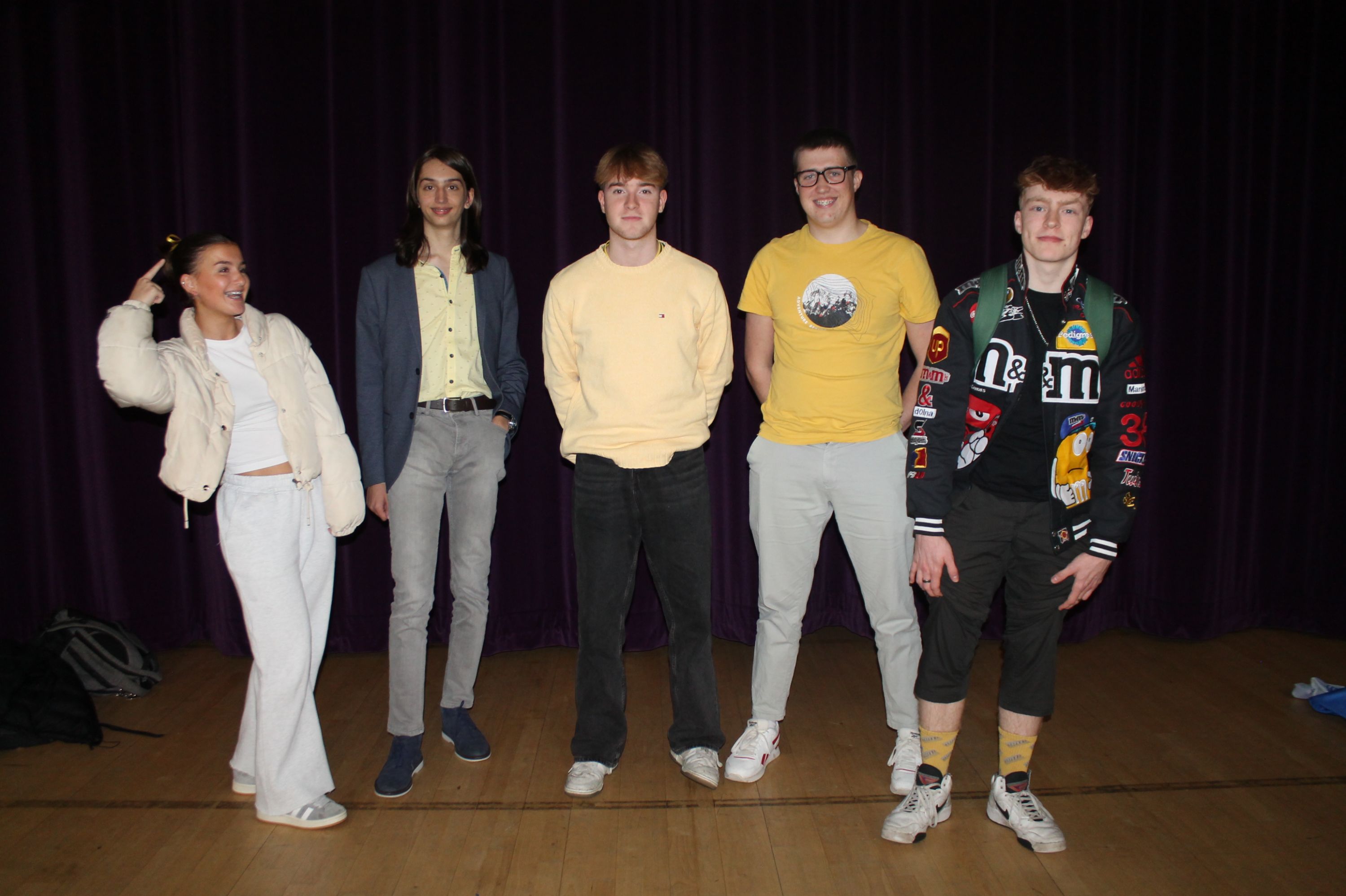 Five Sixth Form students wearing yellow to support Young Minds  - Hello Yellow 