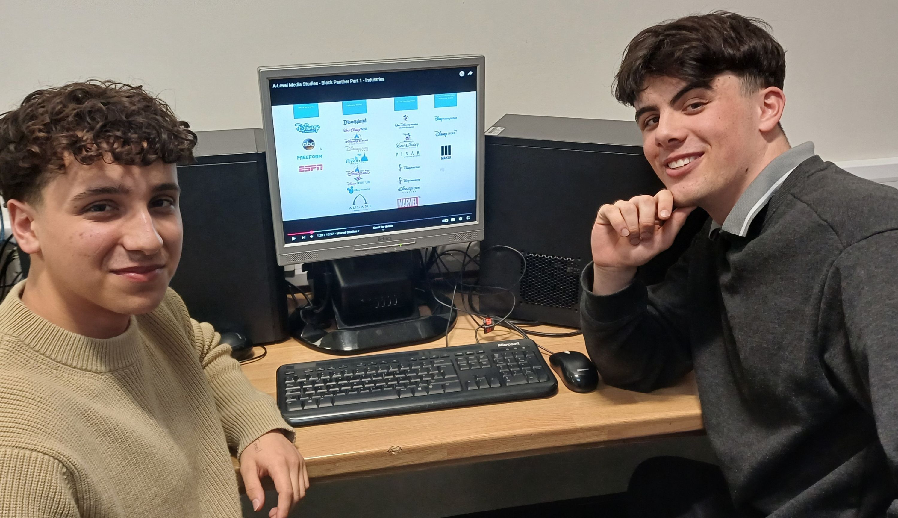 two students at desk in the new sixth form study area