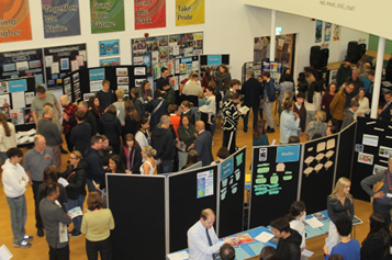 The Market place at the Sixth Form Open Evening 