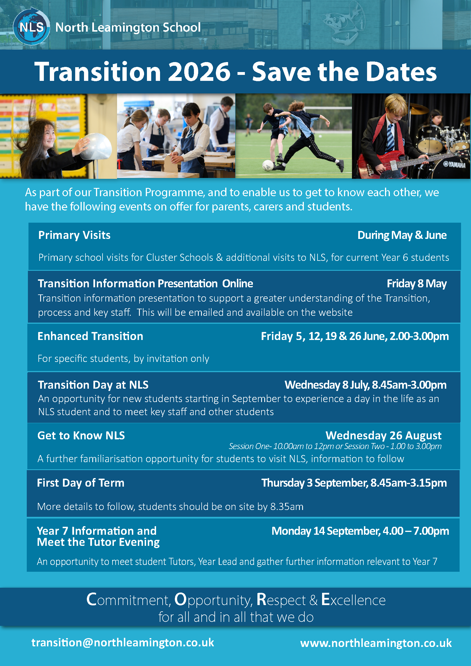 a table of key dates relating to joining NLS - the link below is a printable version