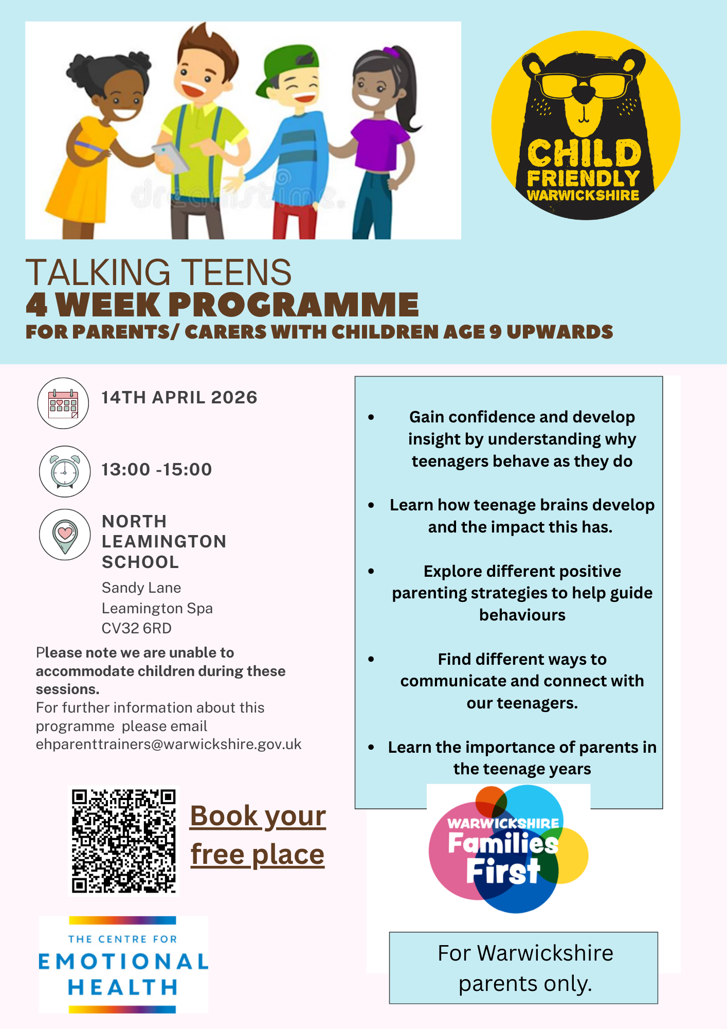 a flyer with information and dates of events for parent