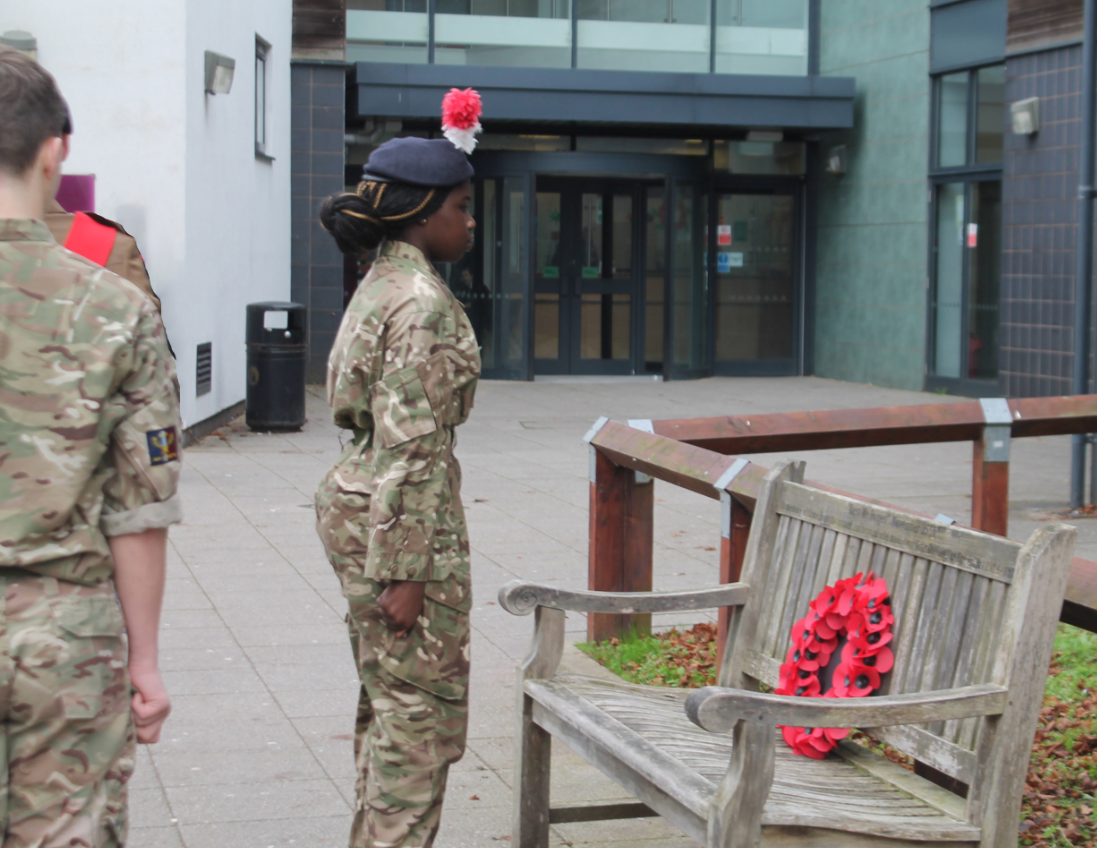 Army Cadet laying poppy wreath