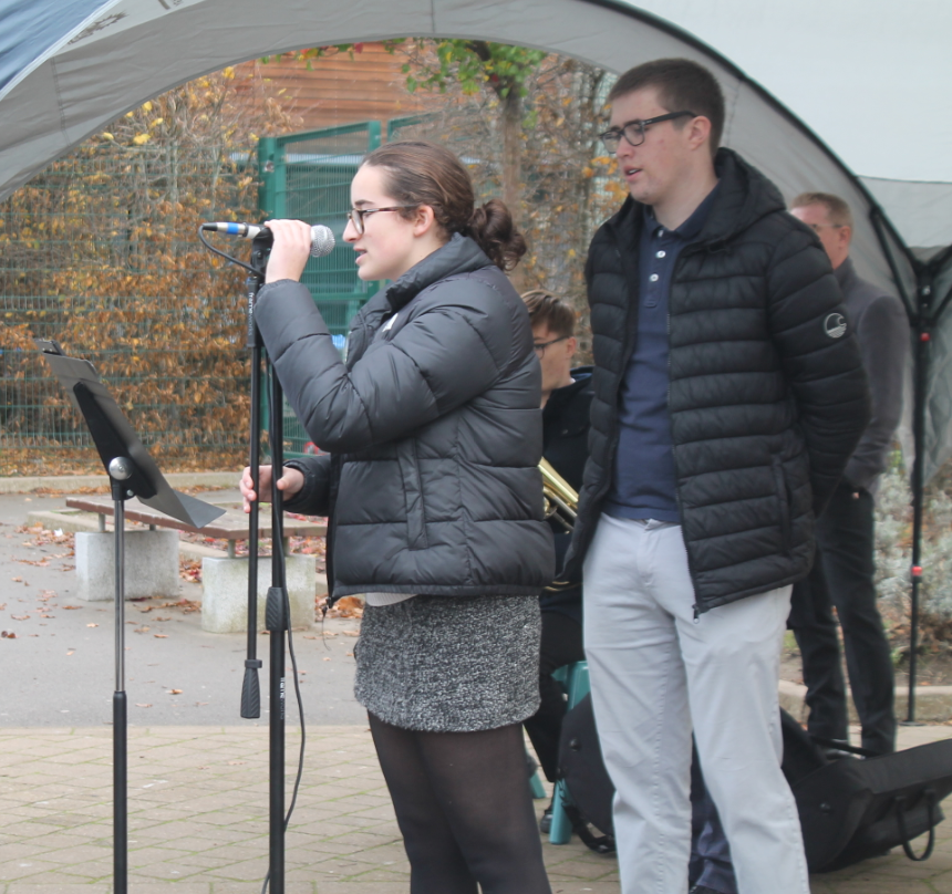 Senior Student Leaders reading out a poem