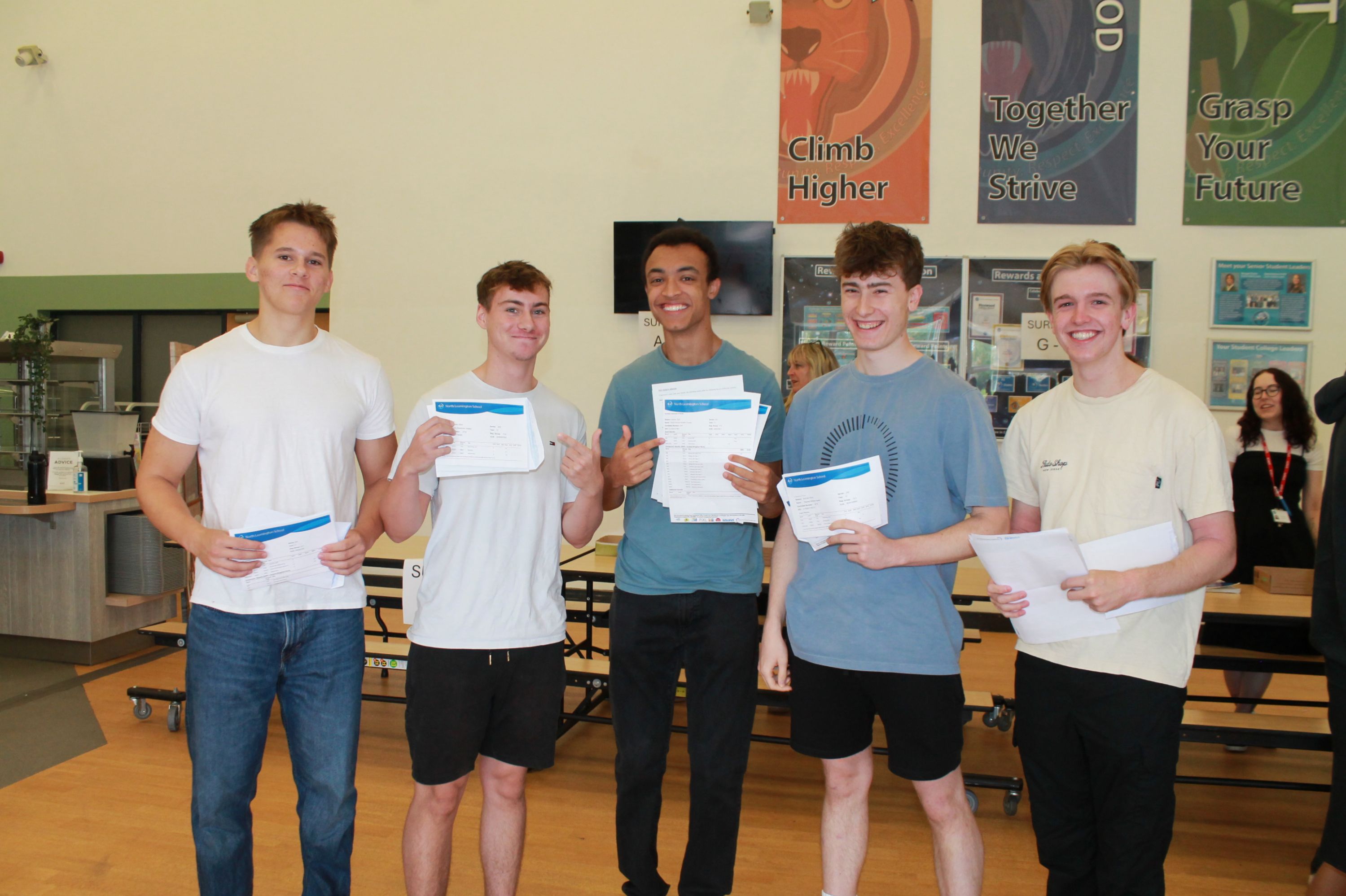 Five  students with their A Level results