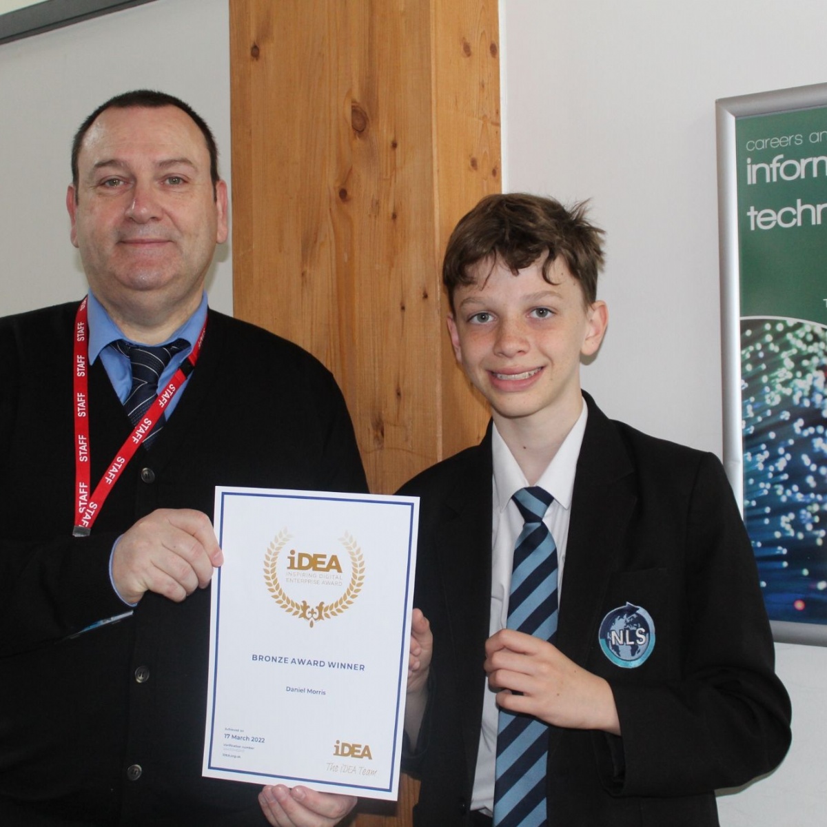 North Leamington School - Daniel achieves Bronze IDEA Award